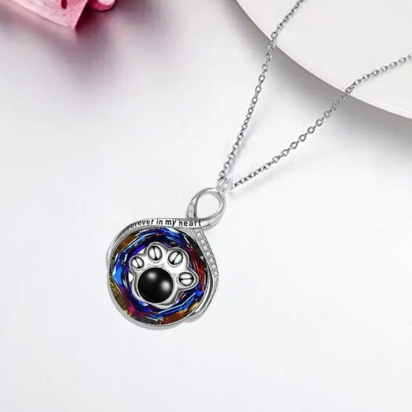 Crystal Paw Pendant Necklace - Picture 2 of 2